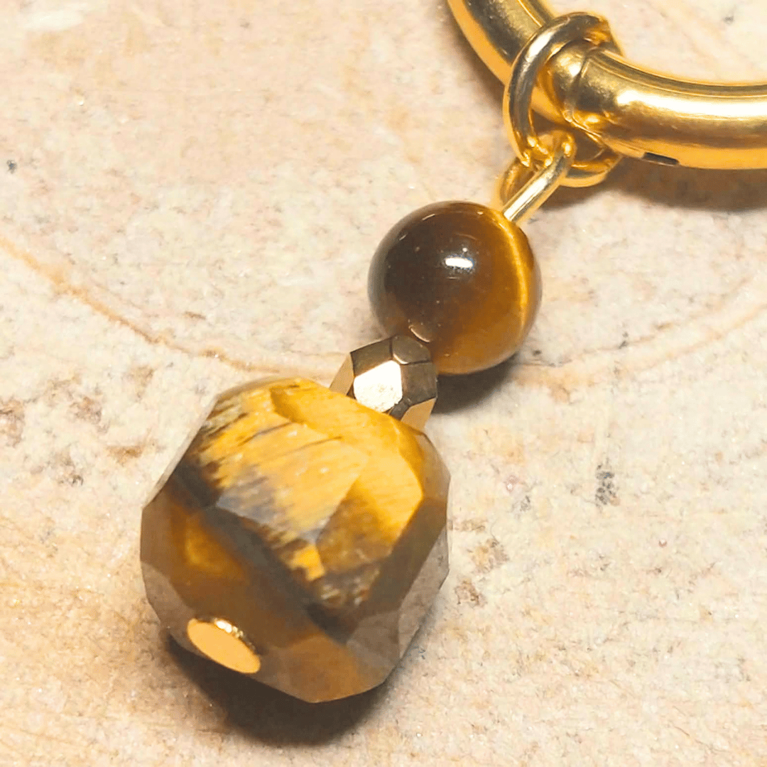 Créoles CARLA – Œil de tigre et cristal de verre