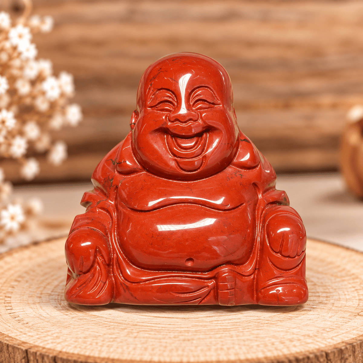 Bouddha en Jaspe Rouge – Énergie & Stabilité