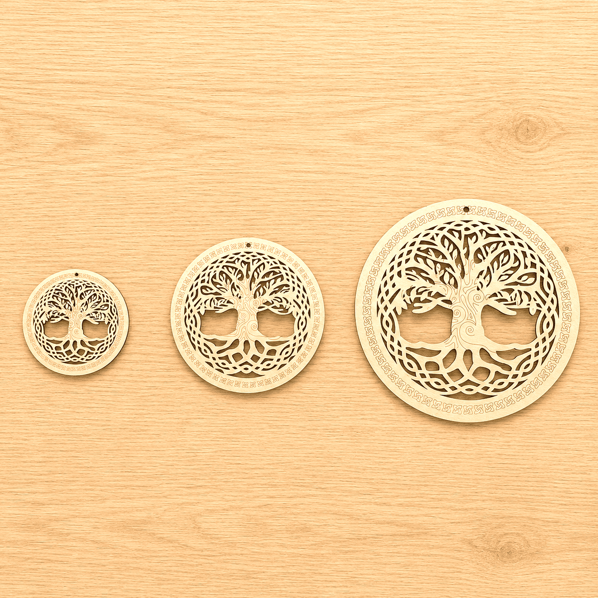 Arbre de Vie en Bois Stylisé - Symbole d'Harmonie & de Force | Cristal Color