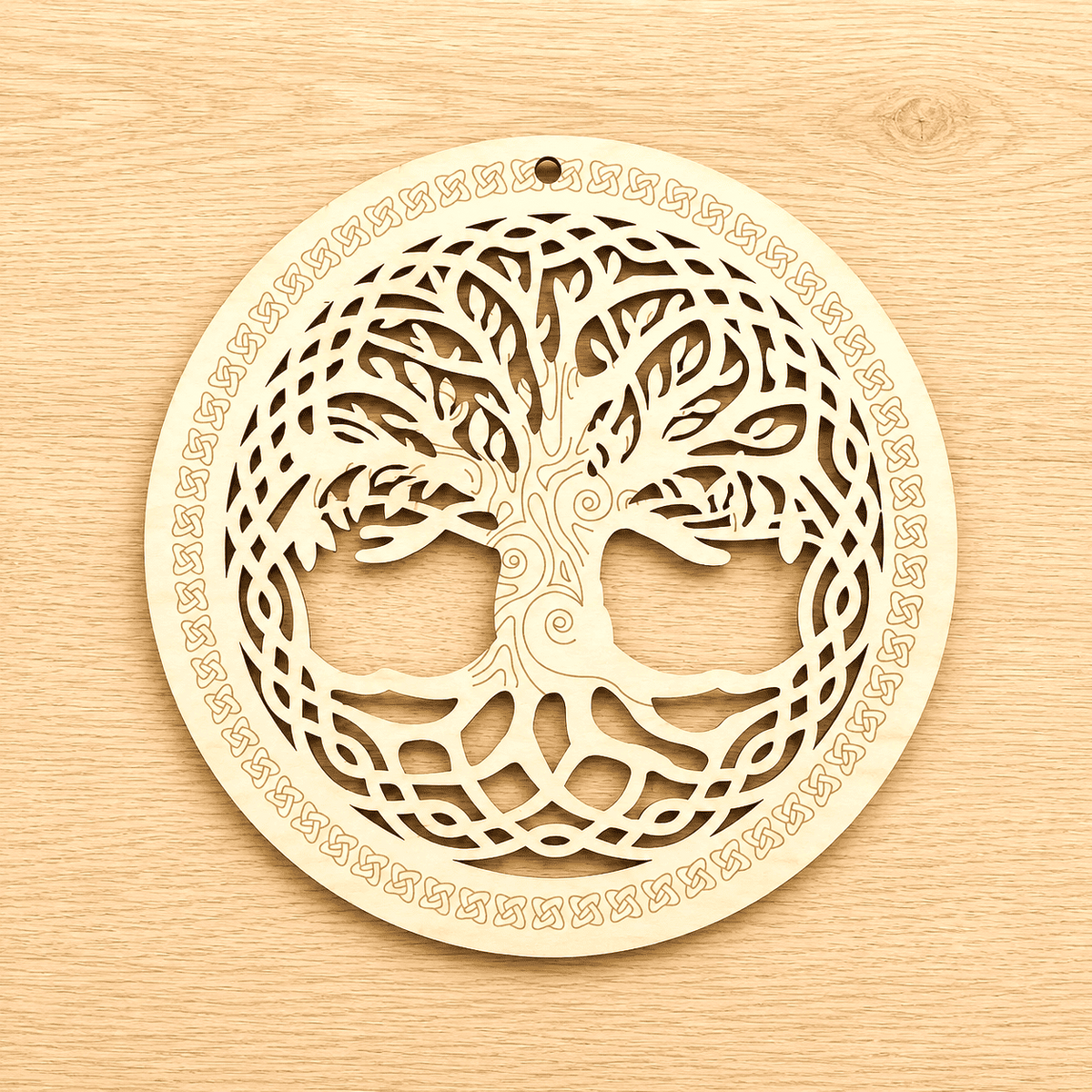 Arbre de Vie en Bois Stylisé - Symbole d'Harmonie & de Force | Cristal Color