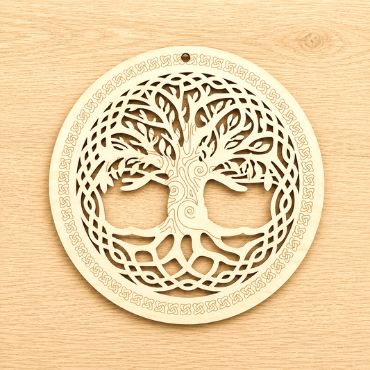 Arbre de Vie en Bois Stylisé - Symbole d'Harmonie & de Force | Cristal Color
