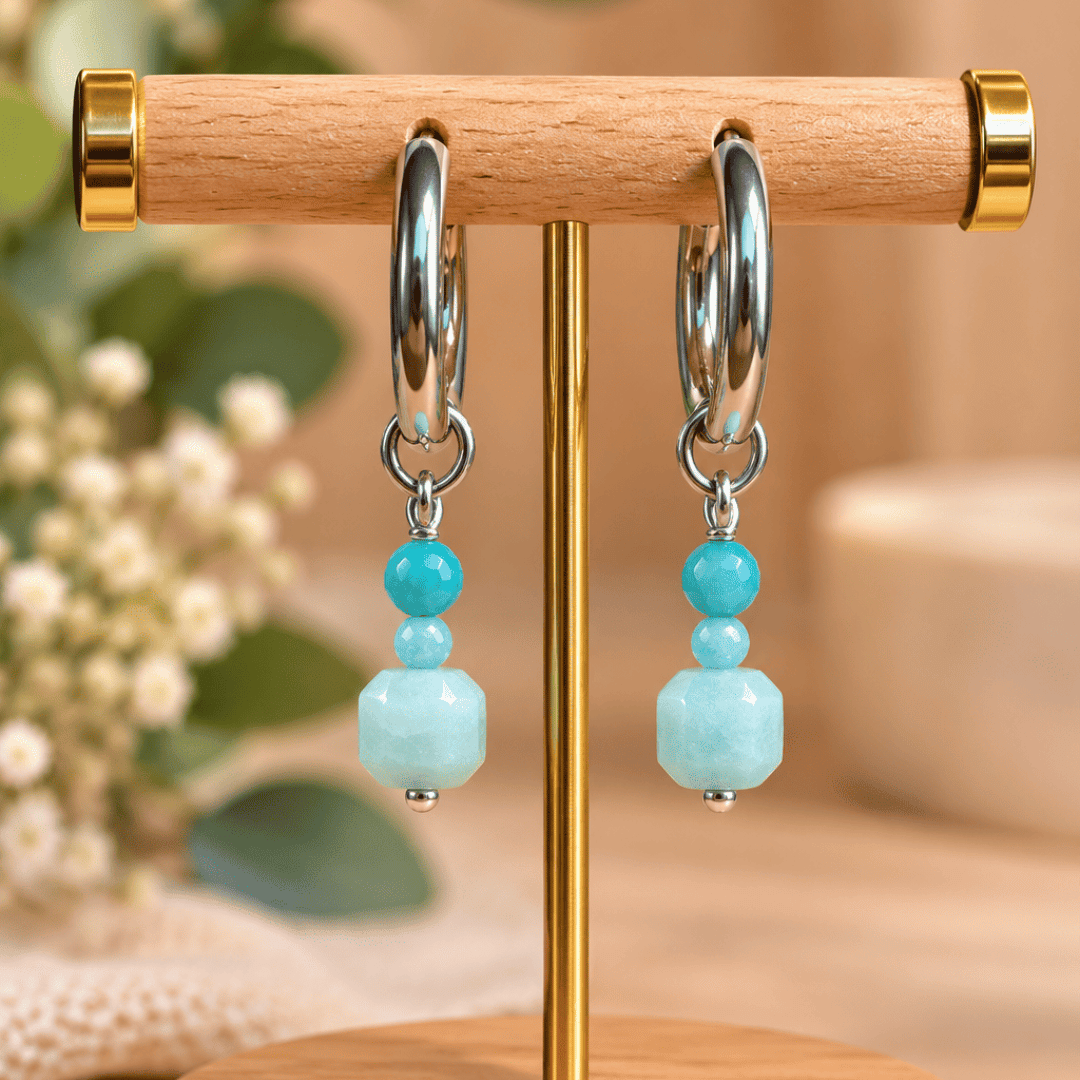 Créoles CARLA – Amazonite facettée