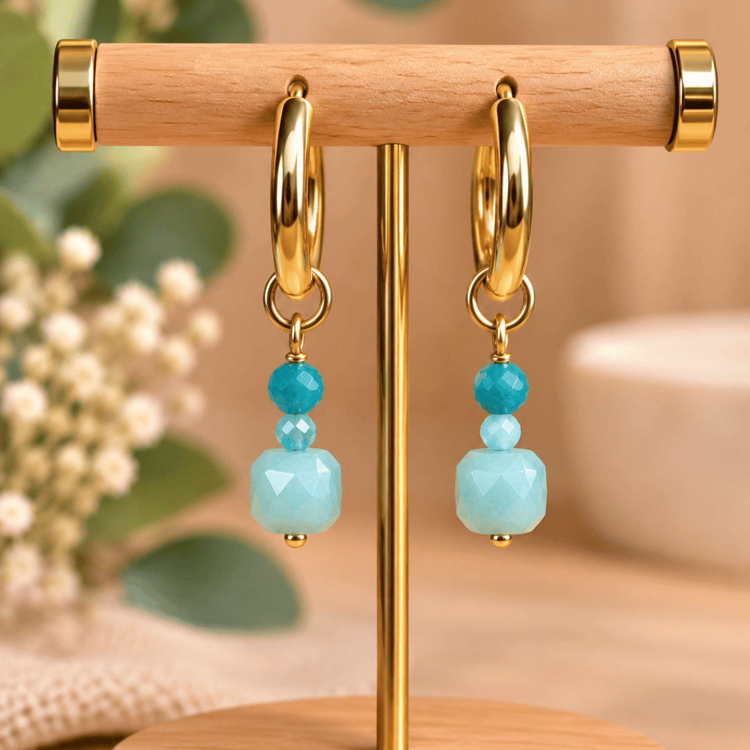 Créoles CARLA – Amazonite facettée