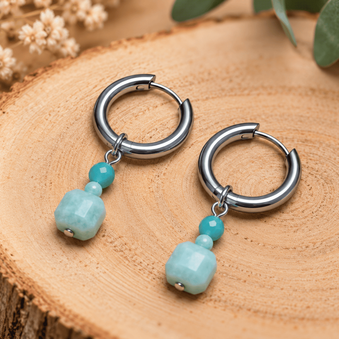 Créoles CARLA – Amazonite facettée