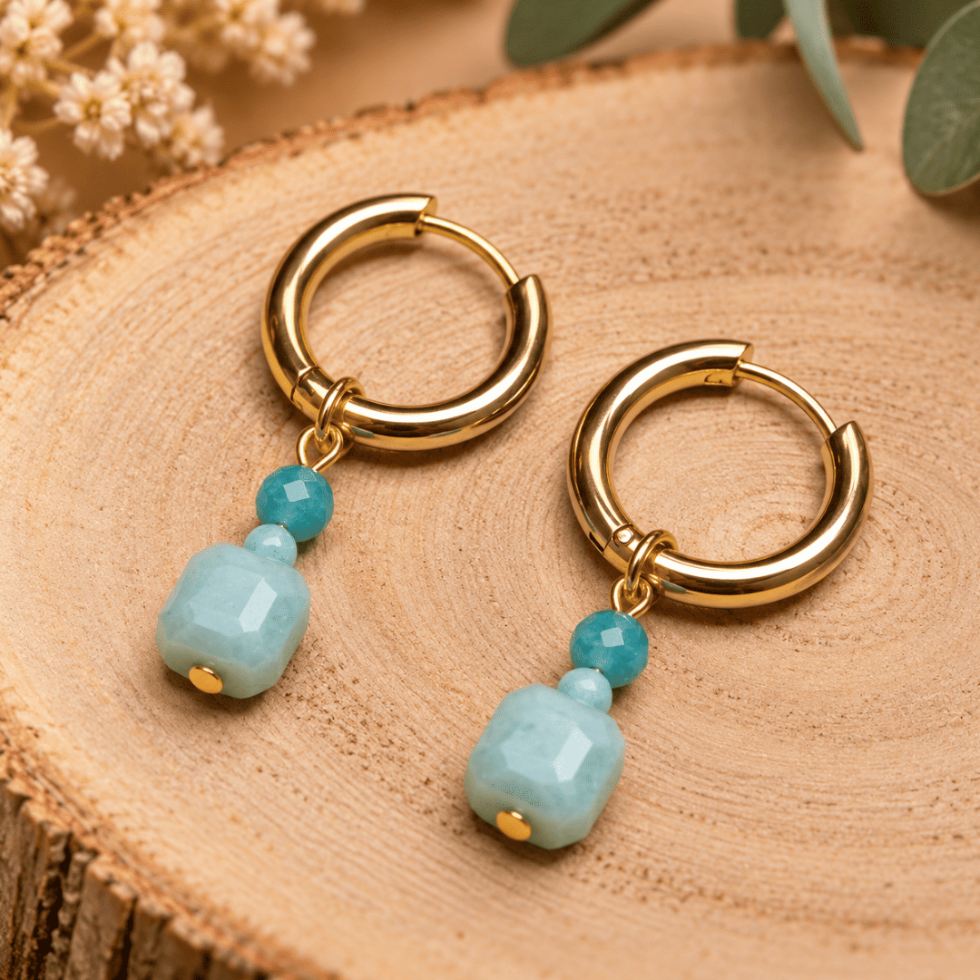 Créoles CARLA – Amazonite facettée