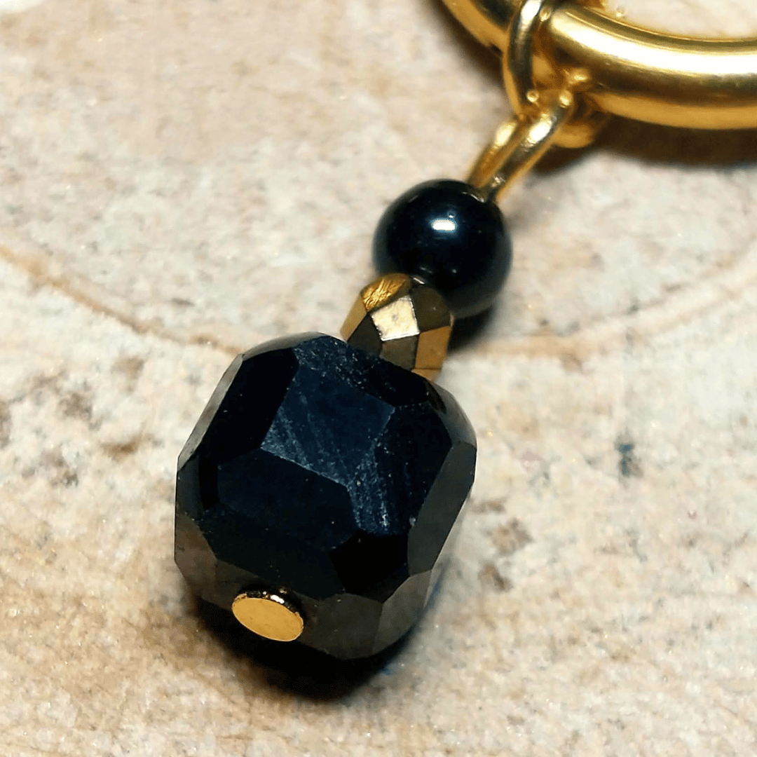 Créoles CARLA – Obsidienne noire et cristal de verre