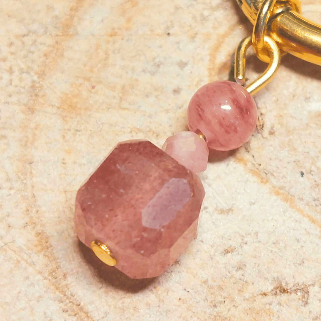 Créoles CARLA – Quartz fraise et tourmaline rose