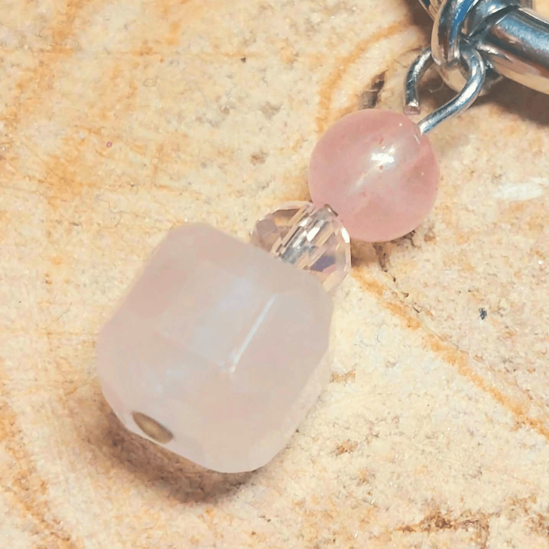 Créoles CARLA – Quartz rose et cristal de verre