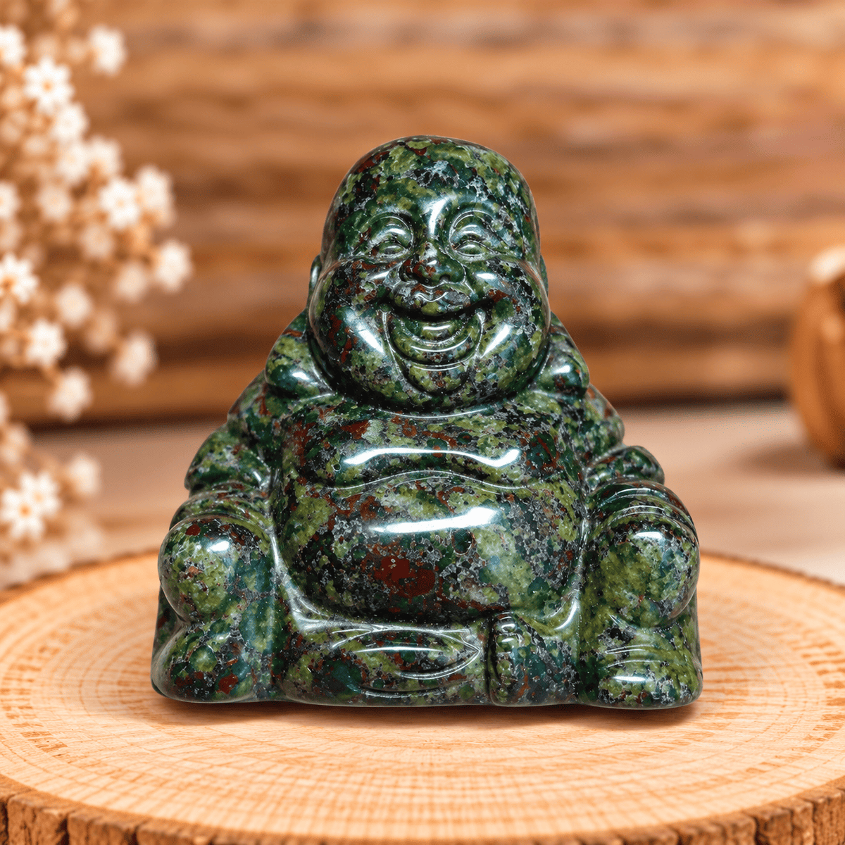 Bouddha en Jaspe Héliotrope (Sang de Dragon) – Force & Protection