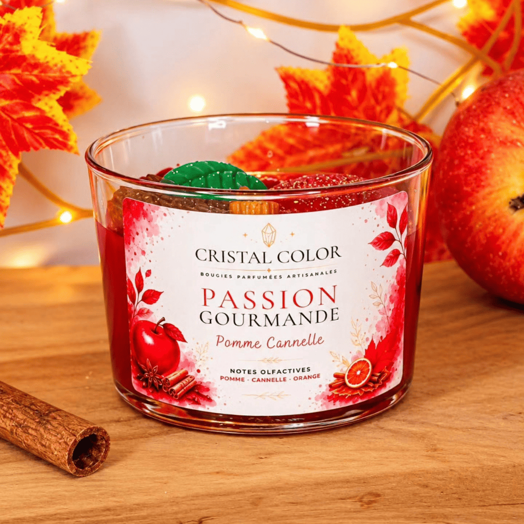 Bougie Passion Gourmande – Pomme Cannelle | Cristal Color