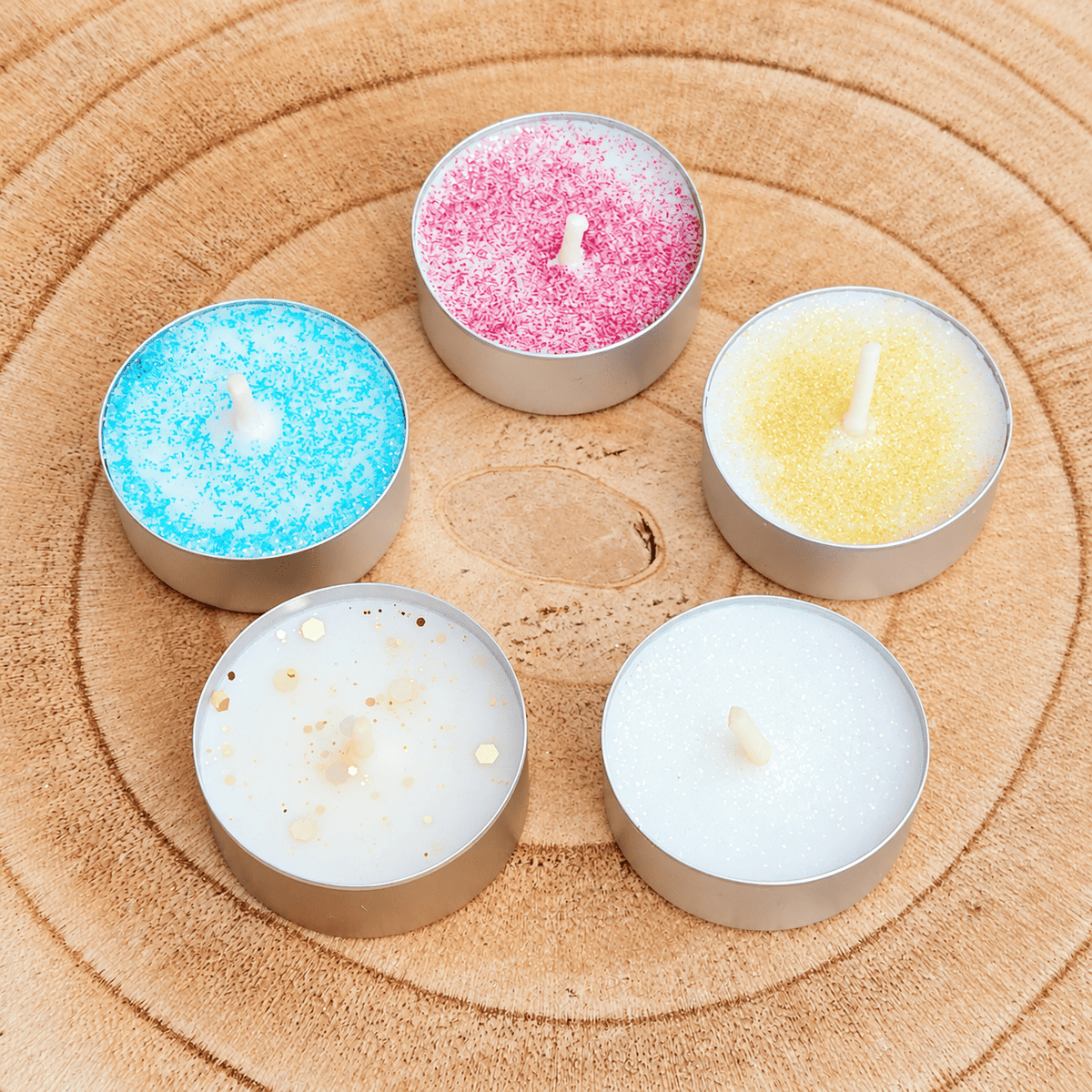 Coffret de 10 Bougies Chauffe-Plat Artisanales en Cire Végétale | Cristal Color