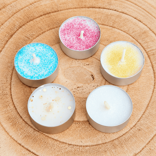 Coffret de 10 Bougies Chauffe-Plat Artisanales en Cire Végétale | Cristal Color