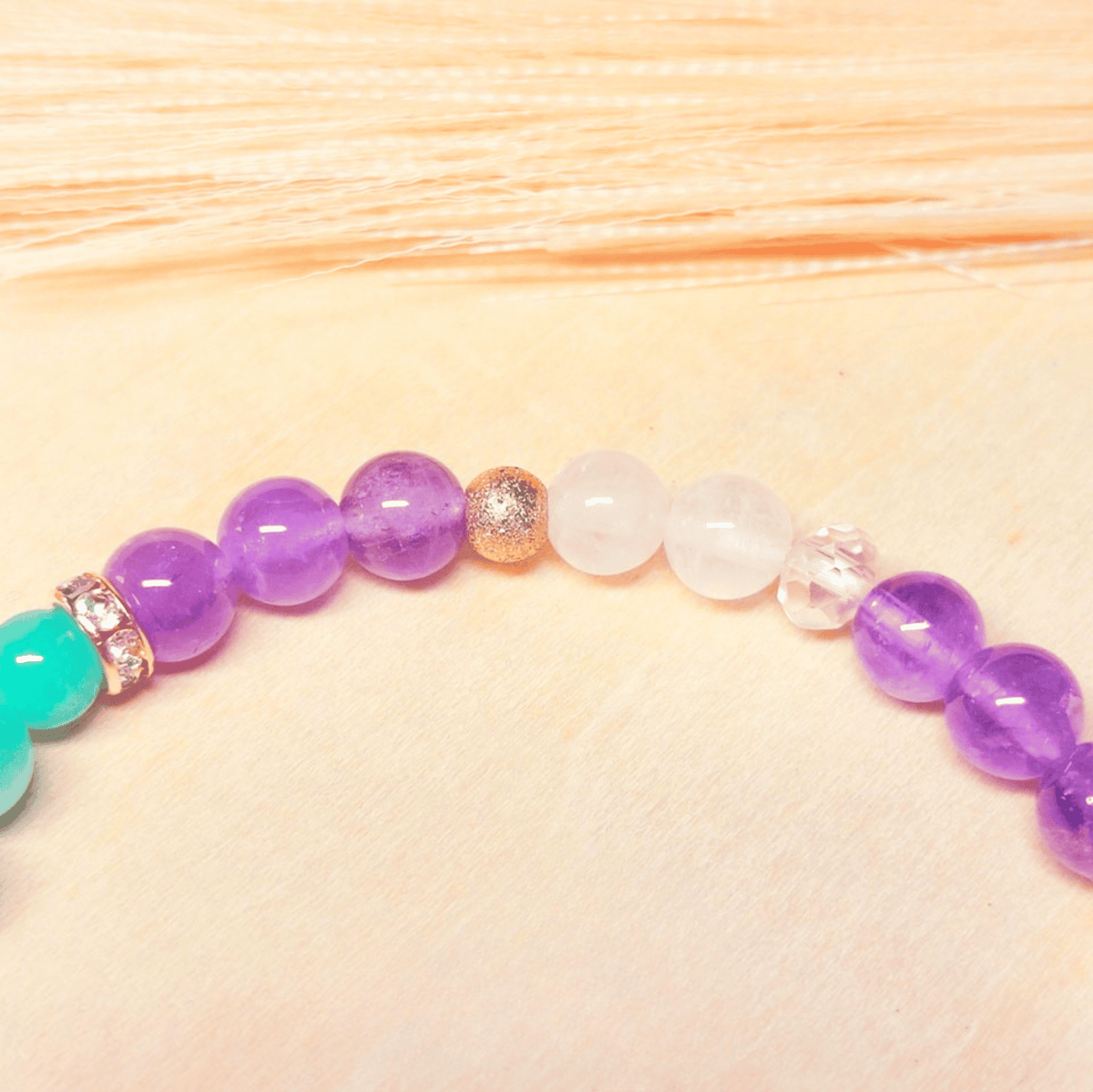 Bracelet Athéna – Amazonite, Améthyste & Quartz Rose