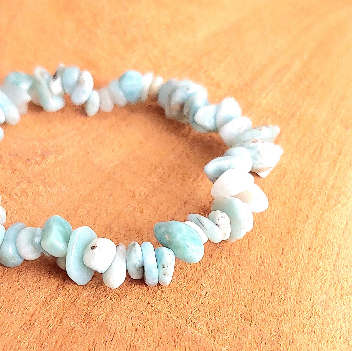 Bracelet Chips en Larimar Naturel – Apaisement & Communication
