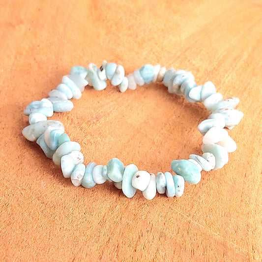 Bracelet Chips en Larimar Naturel – Apaisement & Communication