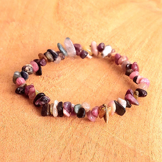 Bracelet Chips en Tourmaline Mixte Naturelle – Protection & Équilibre