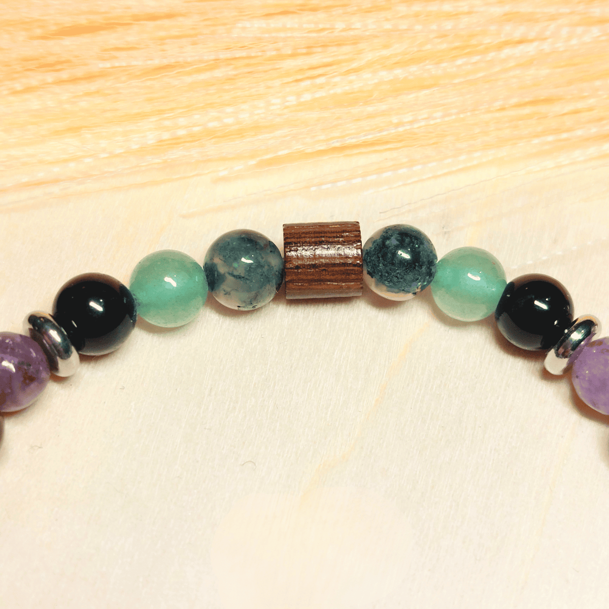 Bracelet Gaïa – Aventurine Verte, Agate Mousse, Quartz Fumé & Tourmaline