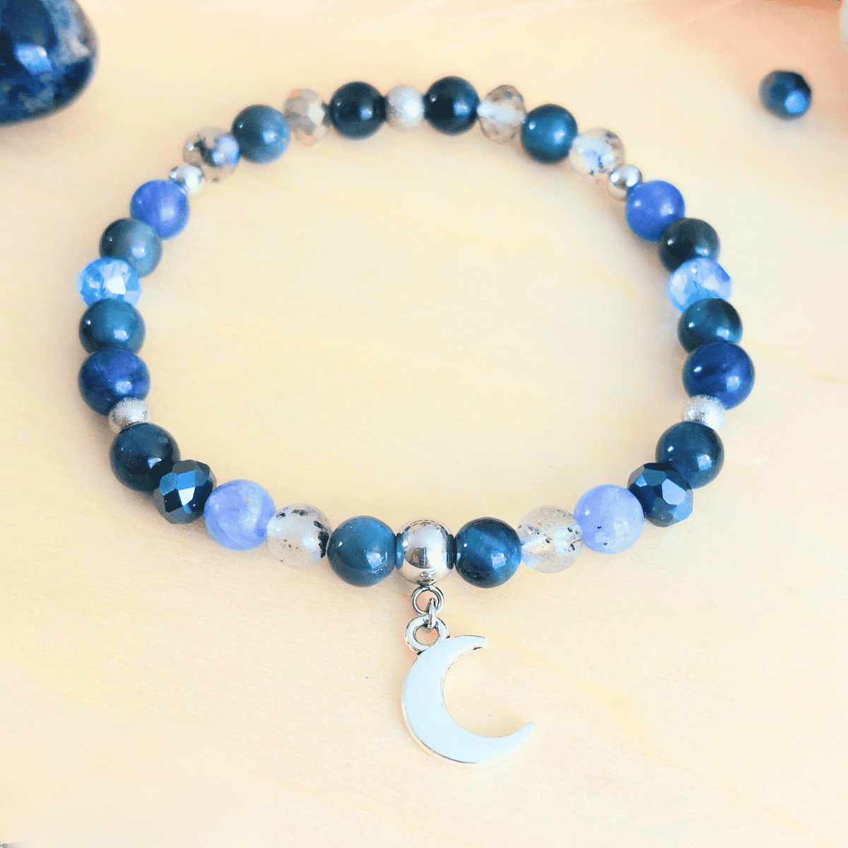 Bracelet Séléné – Œil de Faucon, Labradorite, Sodalite & Tanzanite