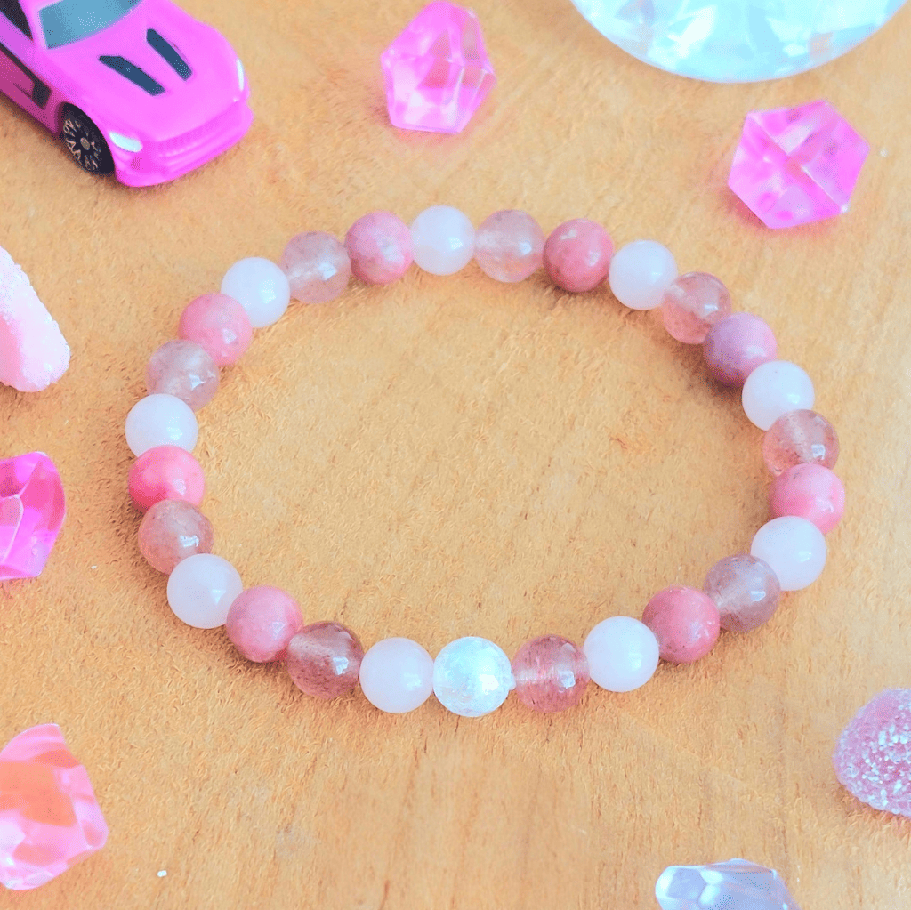 Bracelet Enfant "Câlin d’Amour" – Quartz Rose, Quartz Fraise & Rhodonite