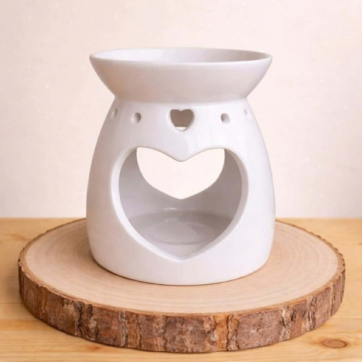Brûleur Cœur pour Fondants Parfumés et Huiles essentielles - Modèle Blanc