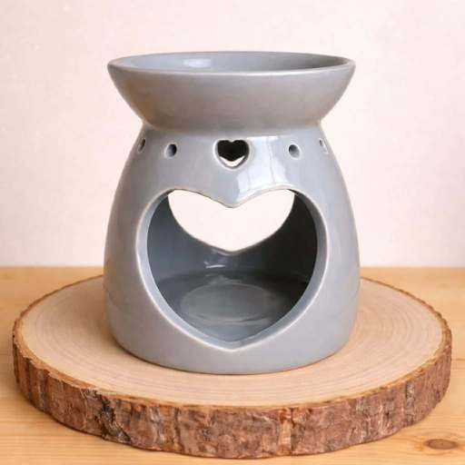 Brûleur Cœur pour Fondants Parfumés et Huiles essentielles - Modèle Gris