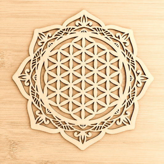 Fleur de Vie Mandala en Bois 15 cm - Rechargement des Pierres | Cristal Color