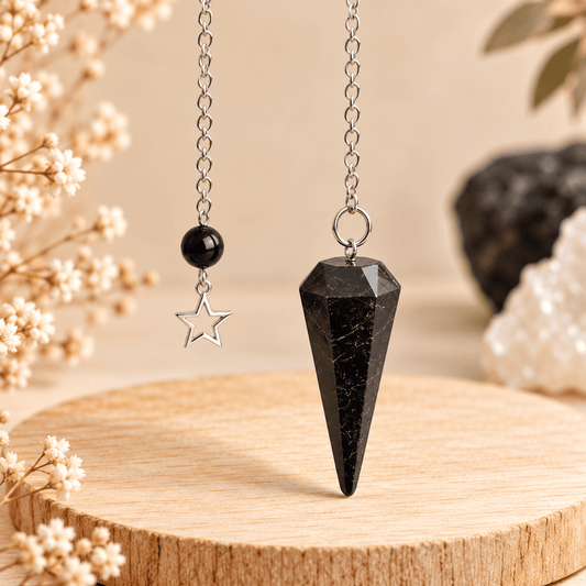 Pendule en Tourmaline Noire – Pierre Naturelle – Breloque Étoile | Cristal Color